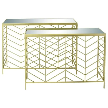 Metal/Glass Console Tables, Set of 2